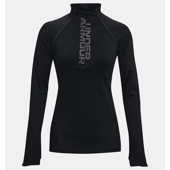 Women's UA ColdGear Base 1/2 Zip Fitted Baselayer Shirt Black Small - Picture 1 of 15